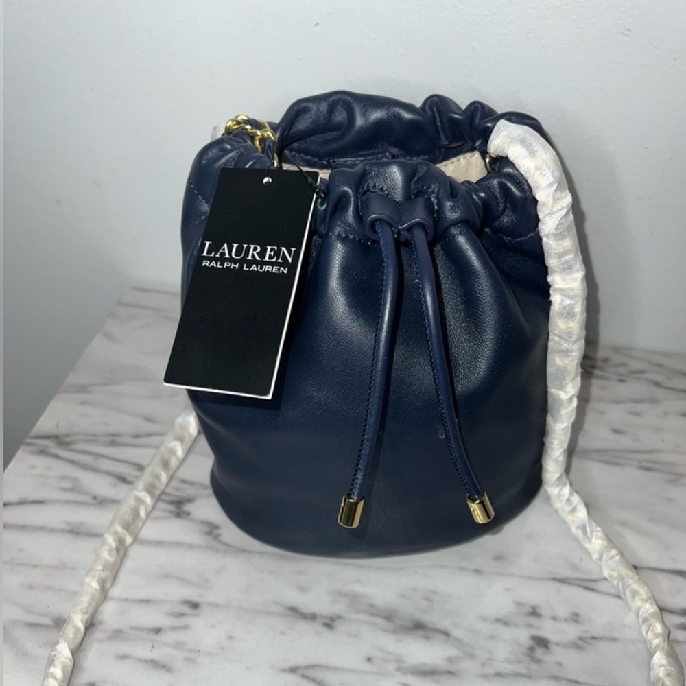 Ralph Lauren Blue Crossbody Bag with Drawstring Closure